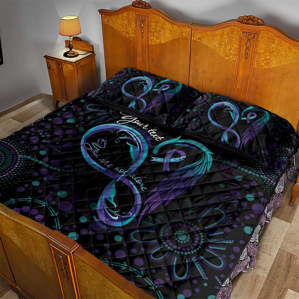 Personalized Australia Indigenous Infinity Heart Quilt Bed Set Purple Teal Ribbon You Are Not Alone - Aussie Hoodie