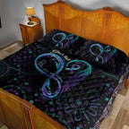 Personalized Australia Indigenous Infinity Heart Quilt Bed Set Purple Teal Ribbon You Are Not Alone - Aussie Hoodie