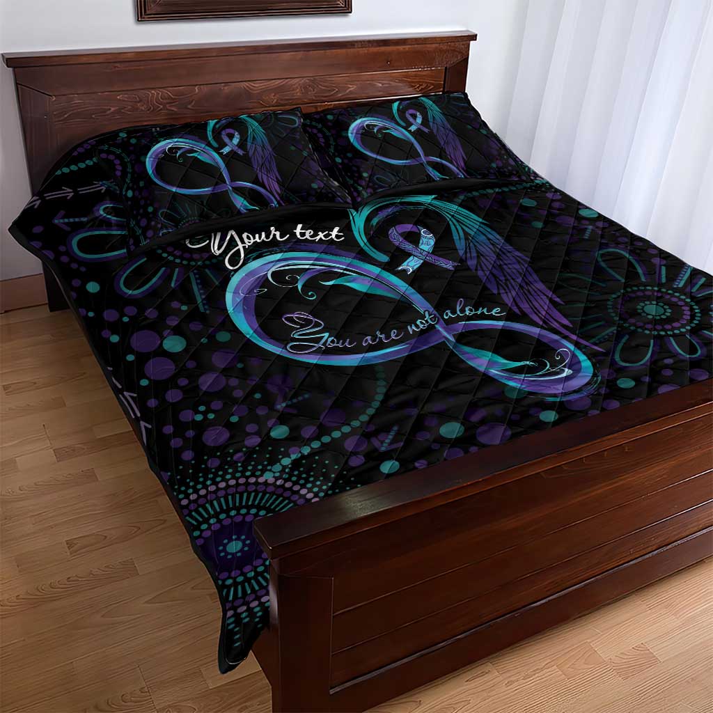 Personalized Australia Indigenous Infinity Heart Quilt Bed Set Purple Teal Ribbon You Are Not Alone - Aussie Hoodie