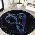 Personalized Australia Indigenous Infinity Heart Round Carpet Purple Teal Ribbon You Are Not Alone - Aussie Hoodie