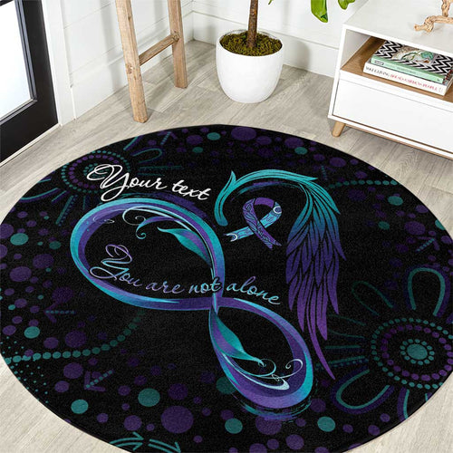 Personalized Australia Indigenous Infinity Heart Round Carpet Purple Teal Ribbon You Are Not Alone - Aussie Hoodie