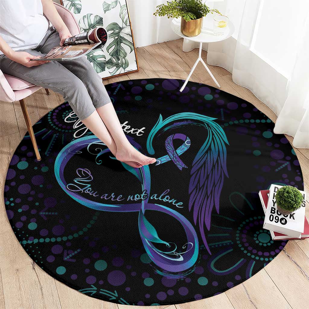 Personalized Australia Indigenous Infinity Heart Round Carpet Purple Teal Ribbon You Are Not Alone - Aussie Hoodie