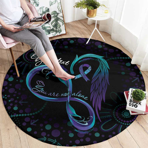 Personalized Australia Indigenous Infinity Heart Round Carpet Purple Teal Ribbon You Are Not Alone - Aussie Hoodie