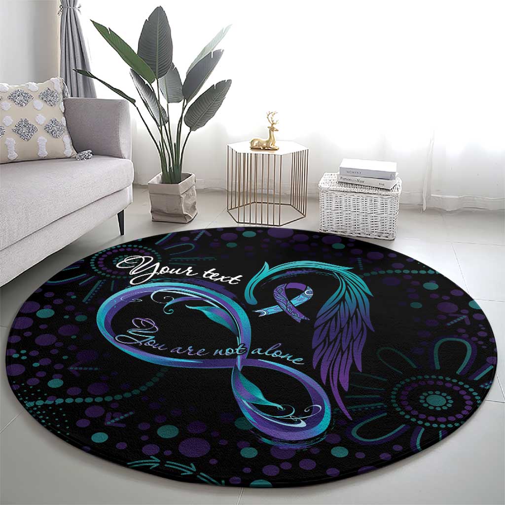 Personalized Australia Indigenous Infinity Heart Round Carpet Purple Teal Ribbon You Are Not Alone - Aussie Hoodie