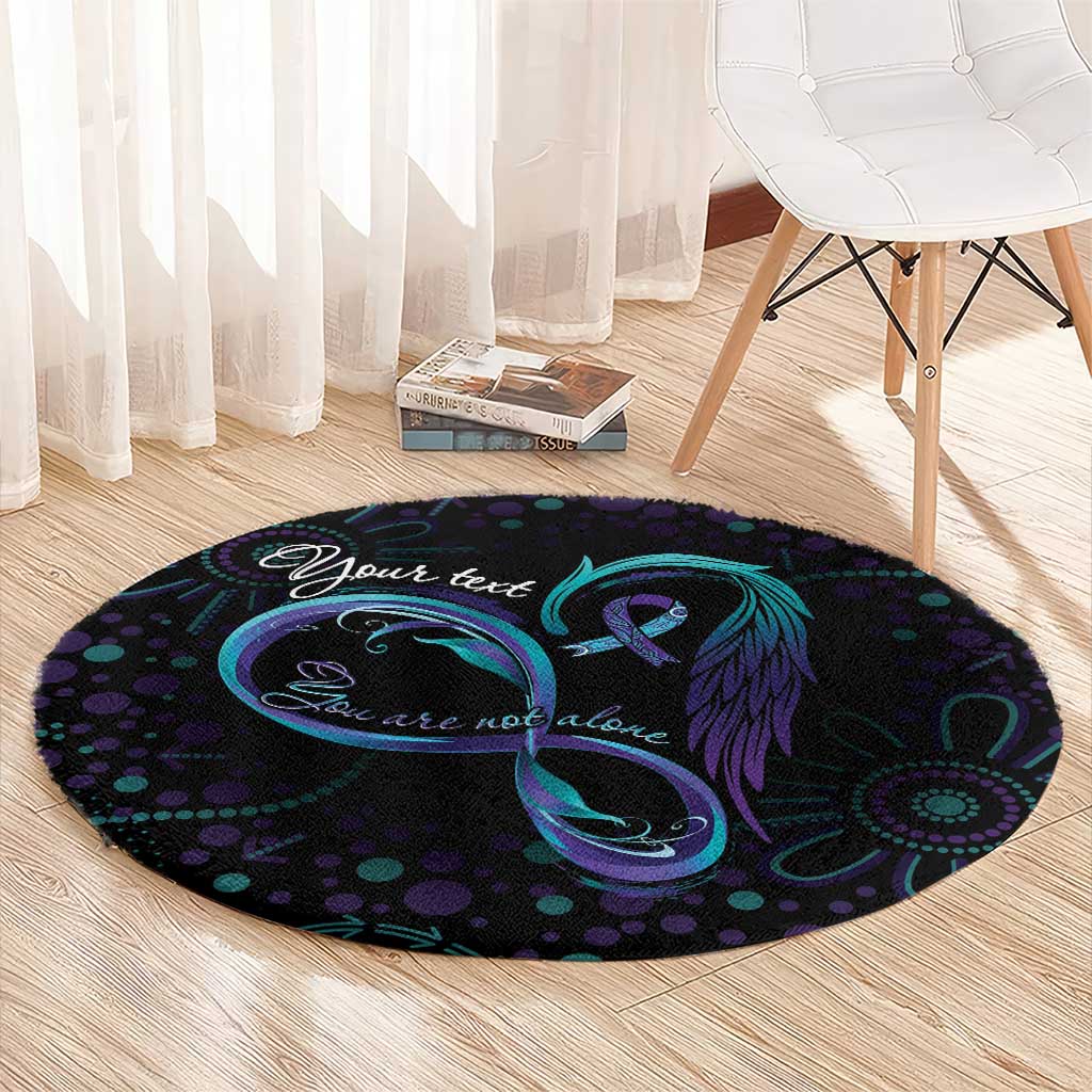 Personalized Australia Indigenous Infinity Heart Round Carpet Purple Teal Ribbon You Are Not Alone - Aussie Hoodie
