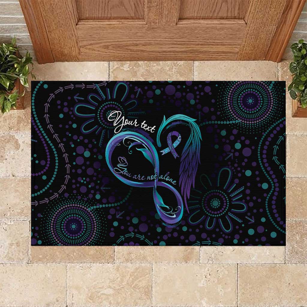 Personalized Australia Indigenous Infinity Heart Rubber Doormat Purple Teal Ribbon You Are Not Alone - Aussie Hoodie