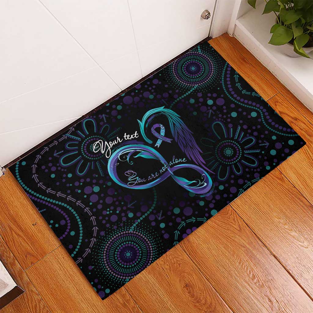 Personalized Australia Indigenous Infinity Heart Rubber Doormat Purple Teal Ribbon You Are Not Alone - Aussie Hoodie