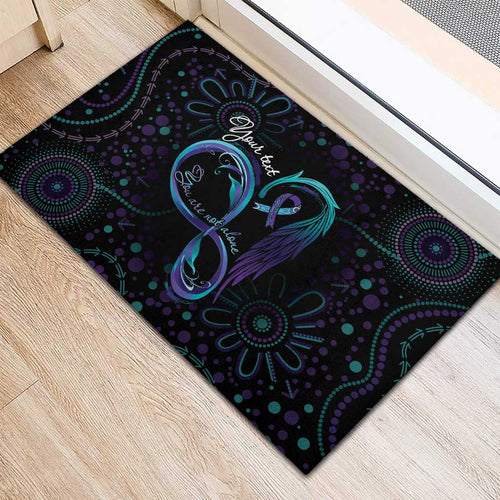 Personalized Australia Indigenous Infinity Heart Rubber Doormat Purple Teal Ribbon You Are Not Alone - Aussie Hoodie