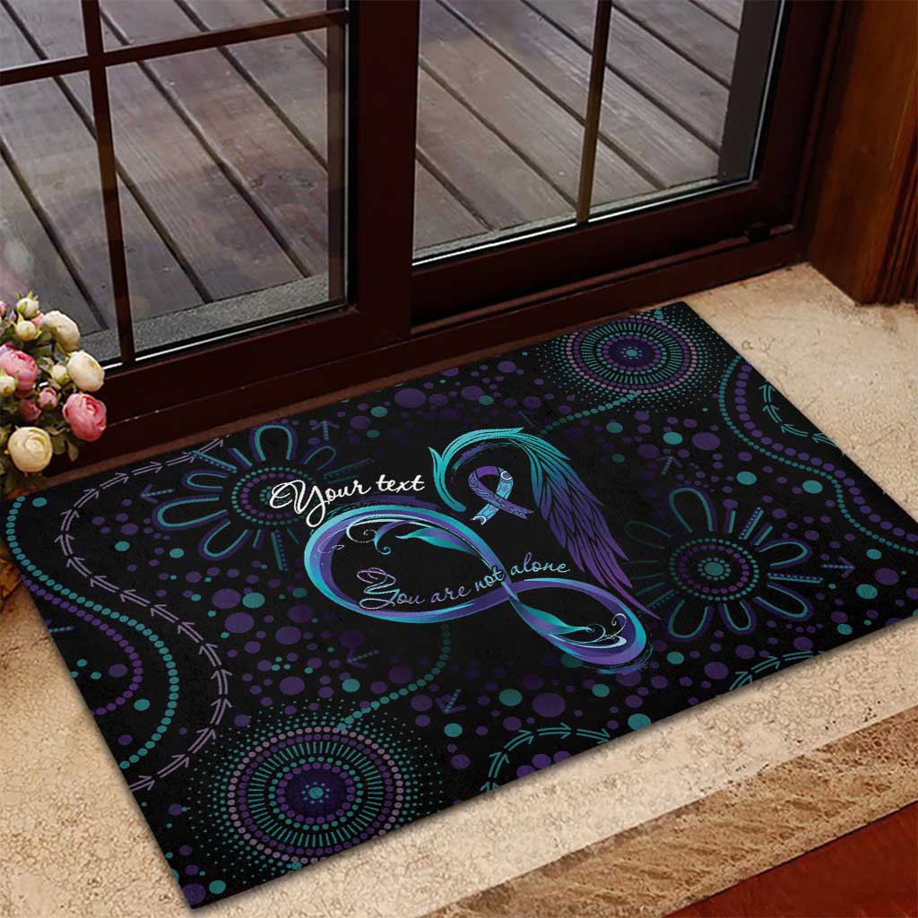 Personalized Australia Indigenous Infinity Heart Rubber Doormat Purple Teal Ribbon You Are Not Alone - Aussie Hoodie