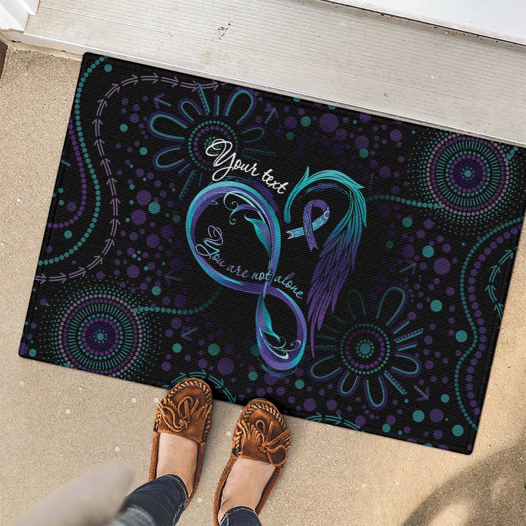 Personalized Australia Indigenous Infinity Heart Rubber Doormat Purple Teal Ribbon You Are Not Alone - Aussie Hoodie