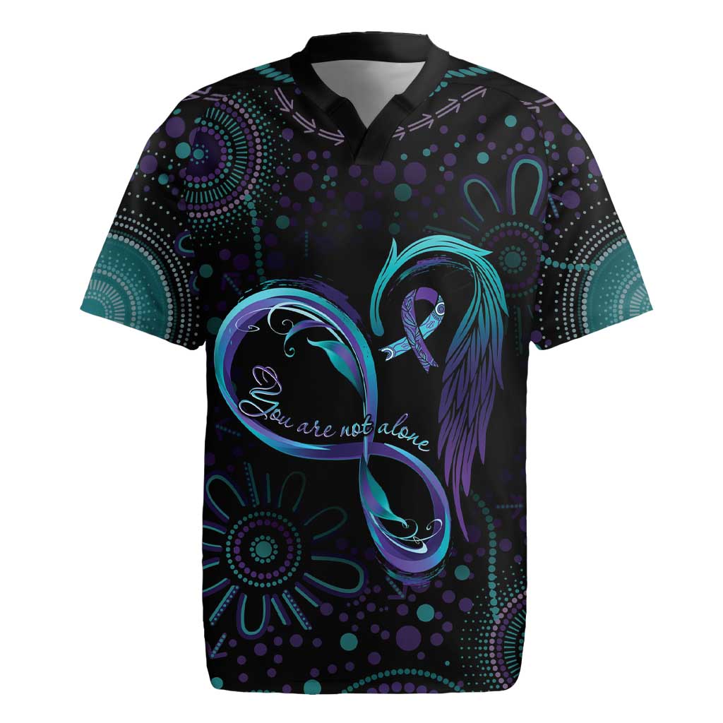 Personalized Australia Indigenous Infinity Heart Rugby Jersey Purple Teal Ribbon You Are Not Alone - Aussie Hoodie
