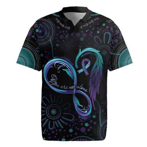Personalized Australia Indigenous Infinity Heart Rugby Jersey Purple Teal Ribbon You Are Not Alone - Aussie Hoodie