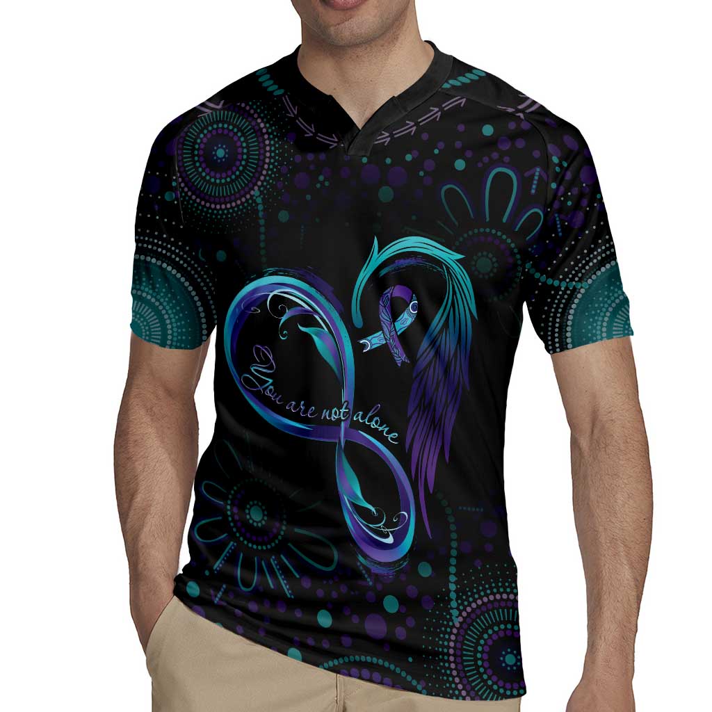 Personalized Australia Indigenous Infinity Heart Rugby Jersey Purple Teal Ribbon You Are Not Alone - Aussie Hoodie