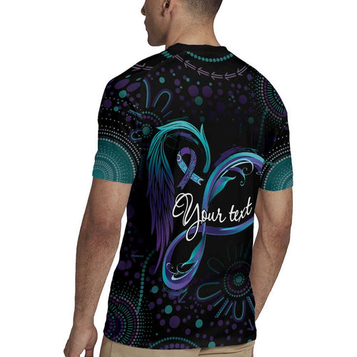 Personalized Australia Indigenous Infinity Heart Rugby Jersey Purple Teal Ribbon You Are Not Alone - Aussie Hoodie