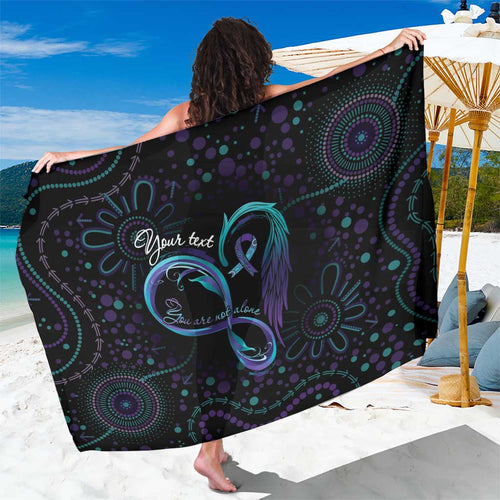 Personalized Australia Indigenous Infinity Heart Sarong Purple Teal Ribbon You Are Not Alone - Aussie Hoodie