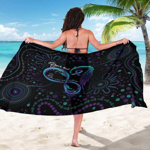 Personalized Australia Indigenous Infinity Heart Sarong Purple Teal Ribbon You Are Not Alone - Aussie Hoodie