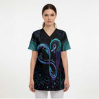 Personalized Australia Indigenous Infinity Heart Scrub Top Purple Teal Ribbon You Are Not Alone - Aussie Hoodie