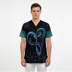 Personalized Australia Indigenous Infinity Heart Scrub Top Purple Teal Ribbon You Are Not Alone - Aussie Hoodie