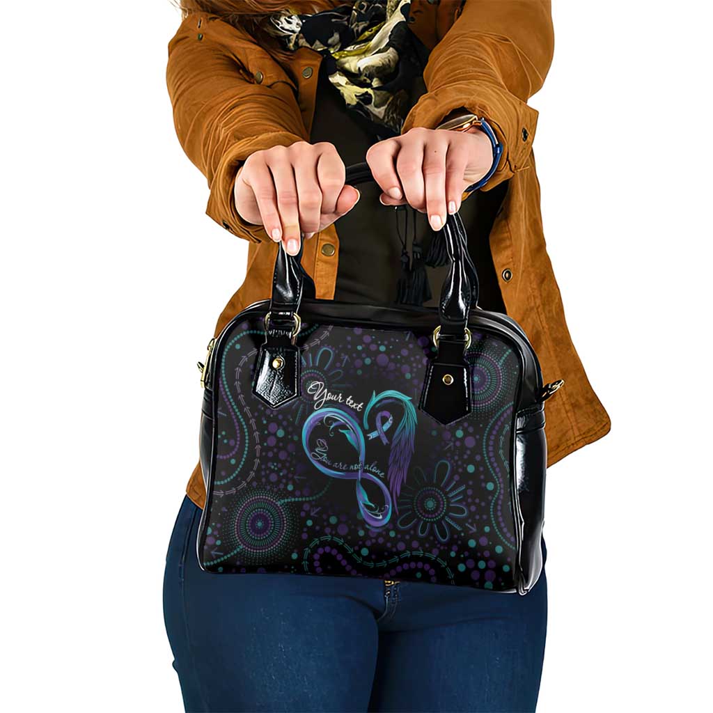 Personalized Australia Indigenous Infinity Heart Shoulder Handbag Purple Teal Ribbon You Are Not Alone - Aussie Hoodie
