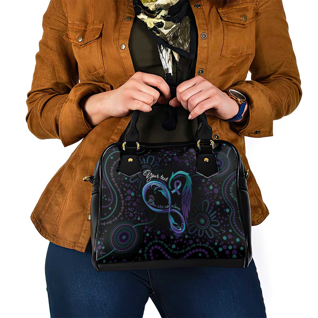 Personalized Australia Indigenous Infinity Heart Shoulder Handbag Purple Teal Ribbon You Are Not Alone - Aussie Hoodie