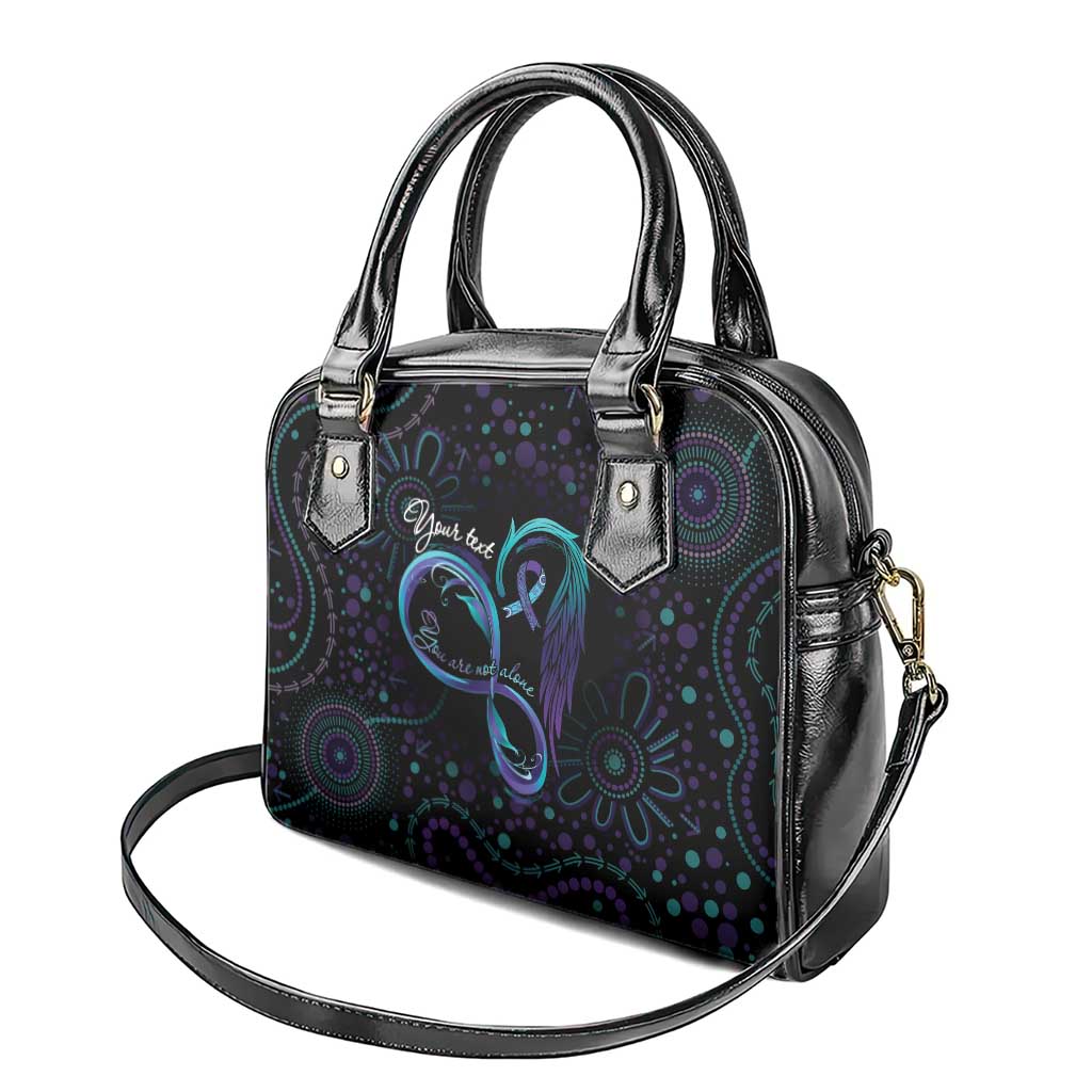 Personalized Australia Indigenous Infinity Heart Shoulder Handbag Purple Teal Ribbon You Are Not Alone - Aussie Hoodie