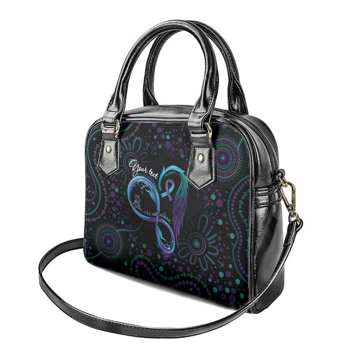 Personalized Australia Indigenous Infinity Heart Shoulder Handbag Purple Teal Ribbon You Are Not Alone - Aussie Hoodie