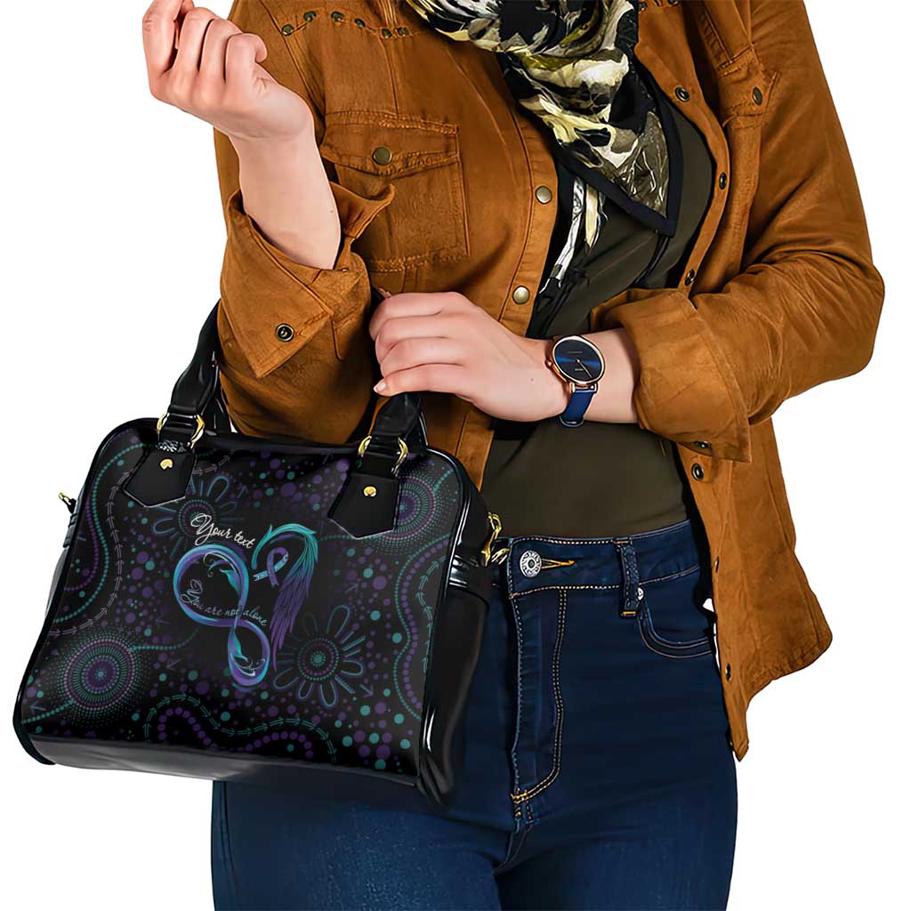 Personalized Australia Indigenous Infinity Heart Shoulder Handbag Purple Teal Ribbon You Are Not Alone - Aussie Hoodie