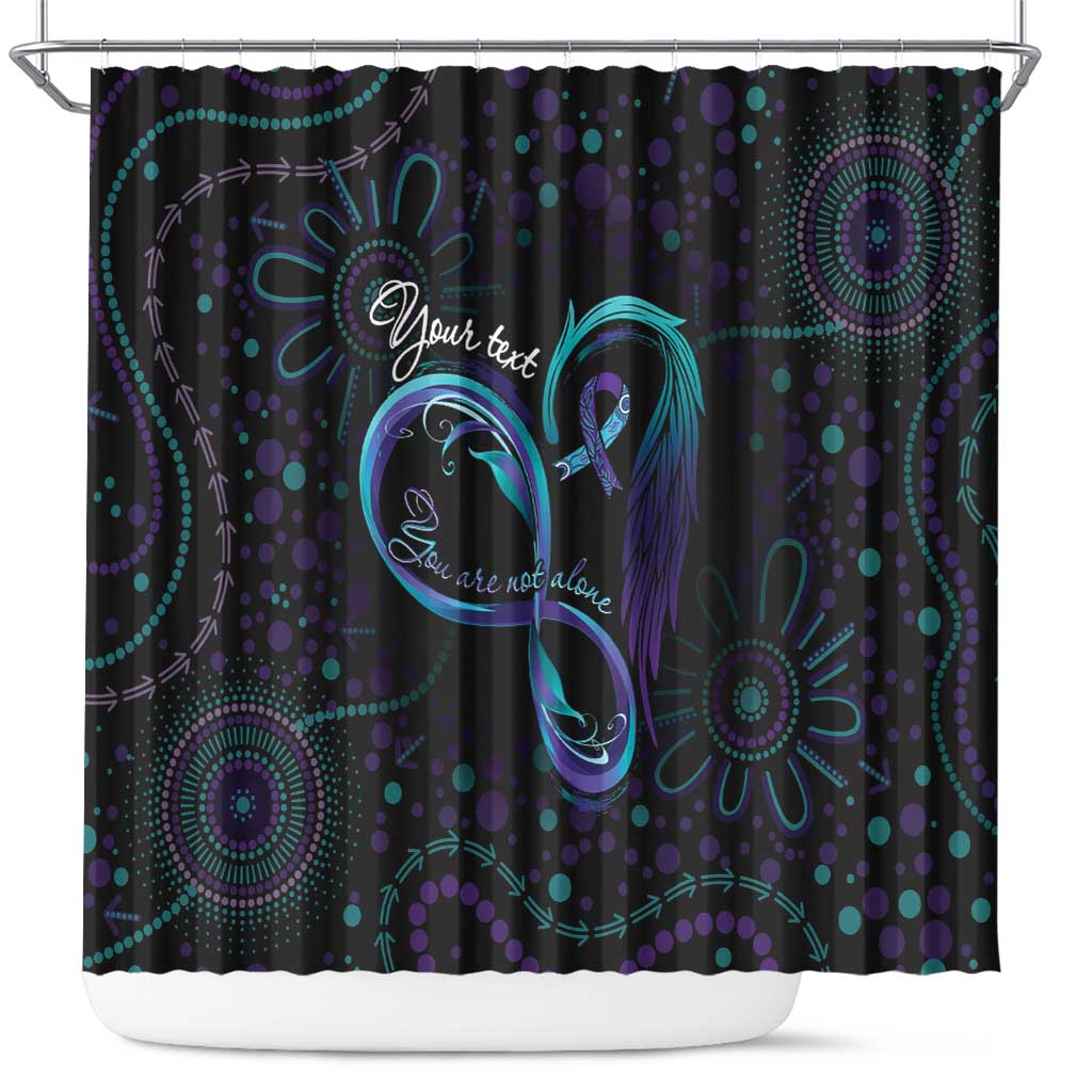 Personalized Australia Indigenous Infinity Heart Shower Curtain Purple Teal Ribbon You Are Not Alone - Aussie Hoodie