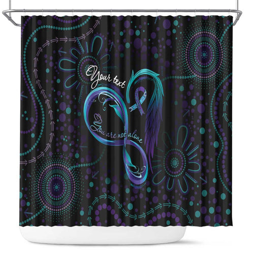 Personalized Australia Indigenous Infinity Heart Shower Curtain Purple Teal Ribbon You Are Not Alone - Aussie Hoodie