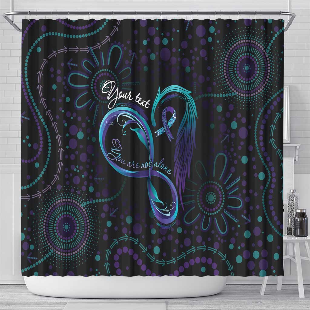 Personalized Australia Indigenous Infinity Heart Shower Curtain Purple Teal Ribbon You Are Not Alone - Aussie Hoodie