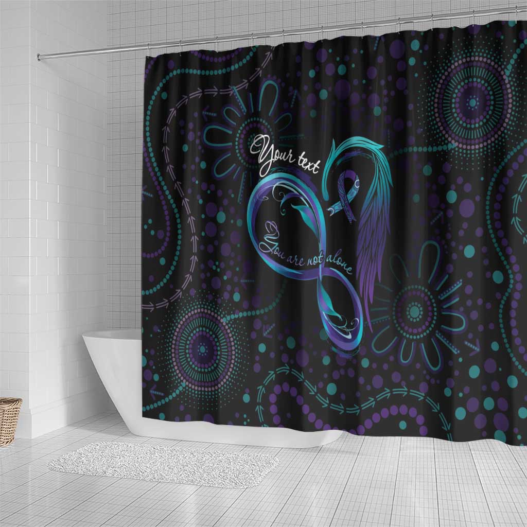 Personalized Australia Indigenous Infinity Heart Shower Curtain Purple Teal Ribbon You Are Not Alone - Aussie Hoodie