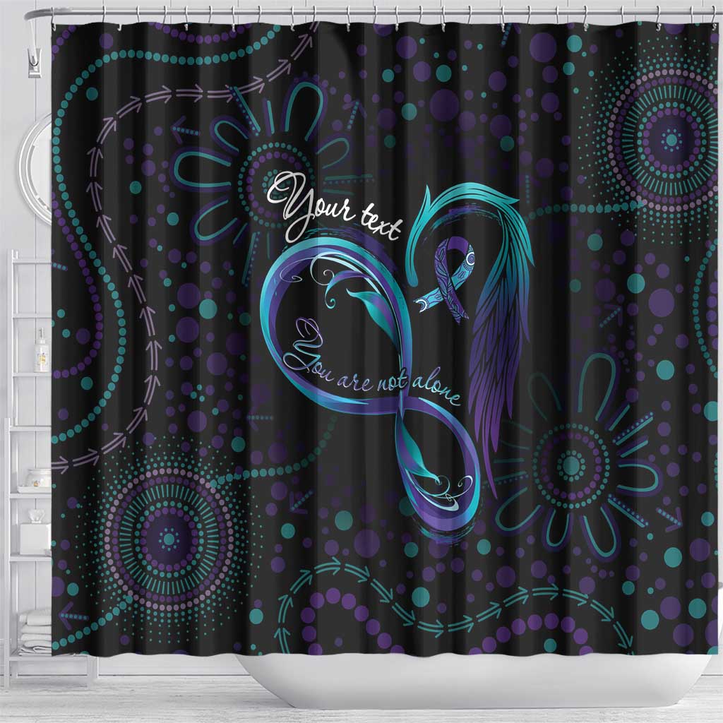 Personalized Australia Indigenous Infinity Heart Shower Curtain Purple Teal Ribbon You Are Not Alone - Aussie Hoodie