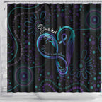 Personalized Australia Indigenous Infinity Heart Shower Curtain Purple Teal Ribbon You Are Not Alone - Aussie Hoodie