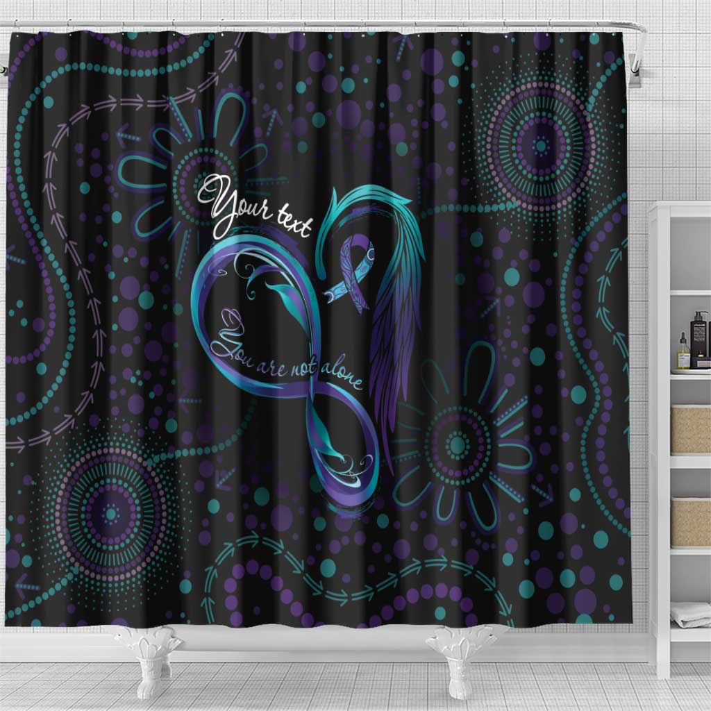 Personalized Australia Indigenous Infinity Heart Shower Curtain Purple Teal Ribbon You Are Not Alone - Aussie Hoodie