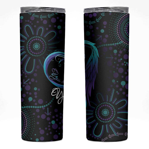 Personalized Australia Indigenous Infinity Heart Skinny Tumbler Purple Teal Ribbon You Are Not Alone - Aussie Hoodie