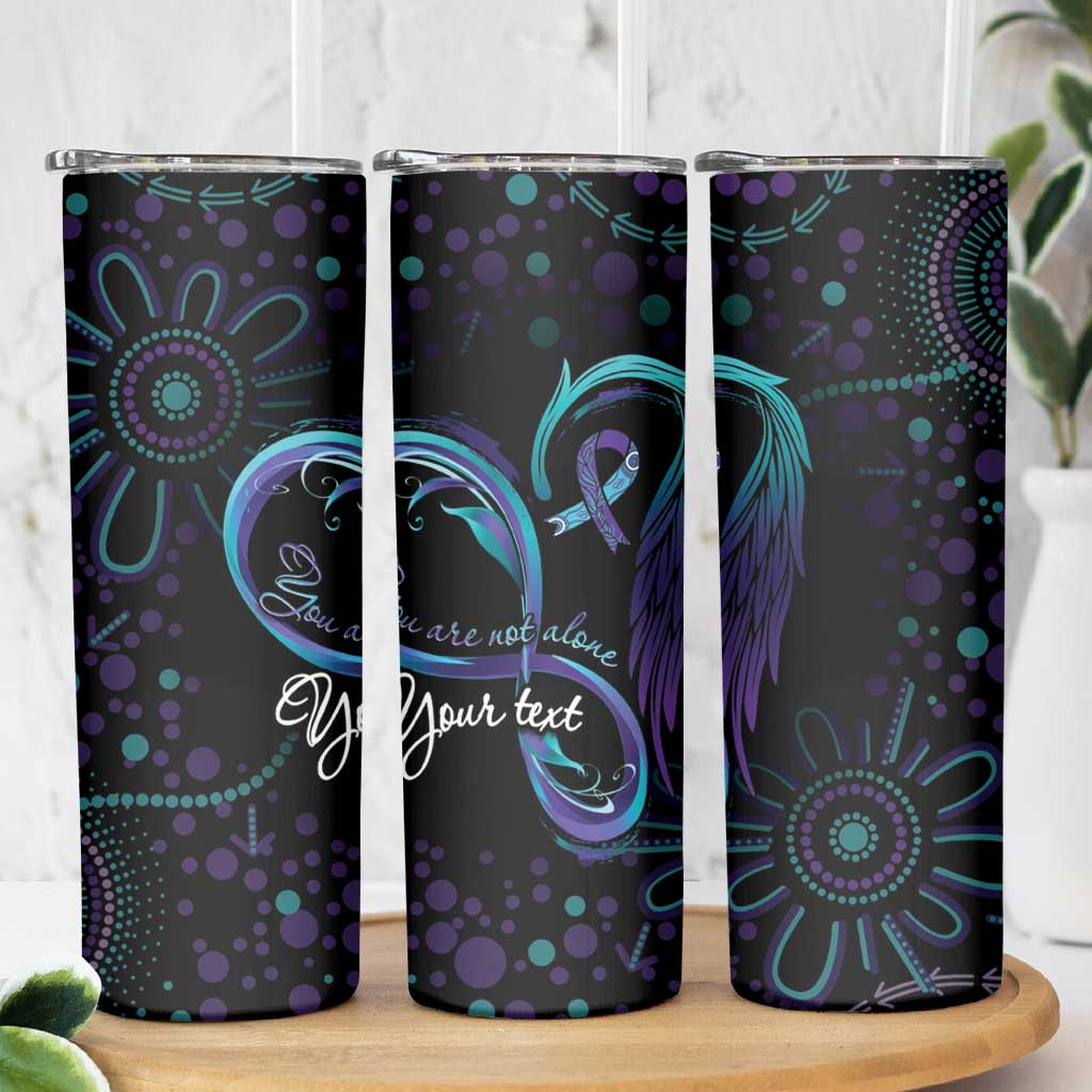 Personalized Australia Indigenous Infinity Heart Skinny Tumbler Purple Teal Ribbon You Are Not Alone - Aussie Hoodie