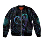Personalized Australia Indigenous Infinity Heart Sleeve Zip Bomber Jacket Purple Teal Ribbon You Are Not Alone - Aussie Hoodie
