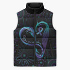 Personalized Australia Indigenous Infinity Heart Sleeveless Puffer Jacket Purple Teal Ribbon You Are Not Alone - Aussie Hoodie