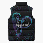 Personalized Australia Indigenous Infinity Heart Sleeveless Puffer Jacket Purple Teal Ribbon You Are Not Alone - Aussie Hoodie