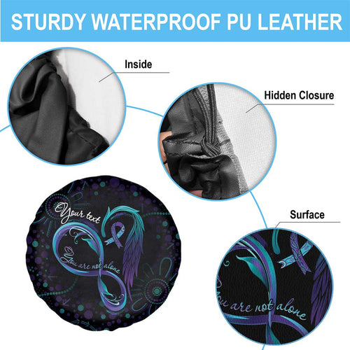Personalized Australia Indigenous Infinity Heart Spare Tire Cover Purple Teal Ribbon You Are Not Alone - Aussie Hoodie