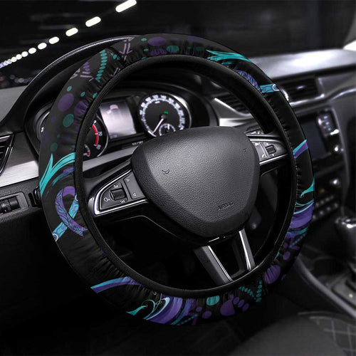 Australia Indigenous Infinity Heart Steering Wheel Cover Purple Teal Ribbon You Are Not Alone - Aussie Hoodie
