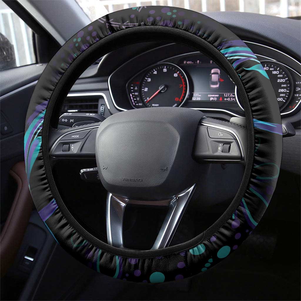 Australia Indigenous Infinity Heart Steering Wheel Cover Purple Teal Ribbon You Are Not Alone - Aussie Hoodie