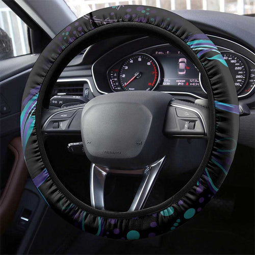 Australia Indigenous Infinity Heart Steering Wheel Cover Purple Teal Ribbon You Are Not Alone - Aussie Hoodie