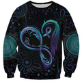 Personalized Australia Indigenous Infinity Heart Sweatshirt Purple Teal Ribbon You Are Not Alone - Aussie Hoodie