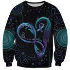 Personalized Australia Indigenous Infinity Heart Sweatshirt Purple Teal Ribbon You Are Not Alone - Aussie Hoodie
