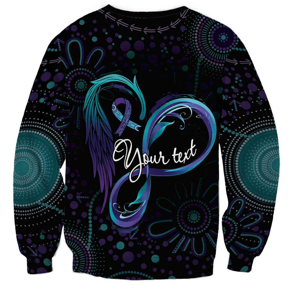 Personalized Australia Indigenous Infinity Heart Sweatshirt Purple Teal Ribbon You Are Not Alone - Aussie Hoodie