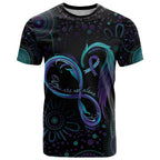 Personalized Australia Indigenous Infinity Heart T Shirt Purple Teal Ribbon You Are Not Alone - Aussie Hoodie