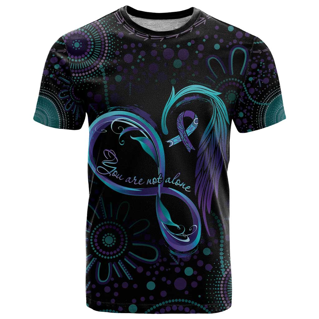 Personalized Australia Indigenous Infinity Heart T Shirt Purple Teal Ribbon You Are Not Alone - Aussie Hoodie