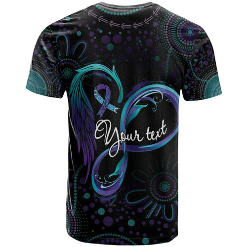 Personalized Australia Indigenous Infinity Heart T Shirt Purple Teal Ribbon You Are Not Alone - Aussie Hoodie