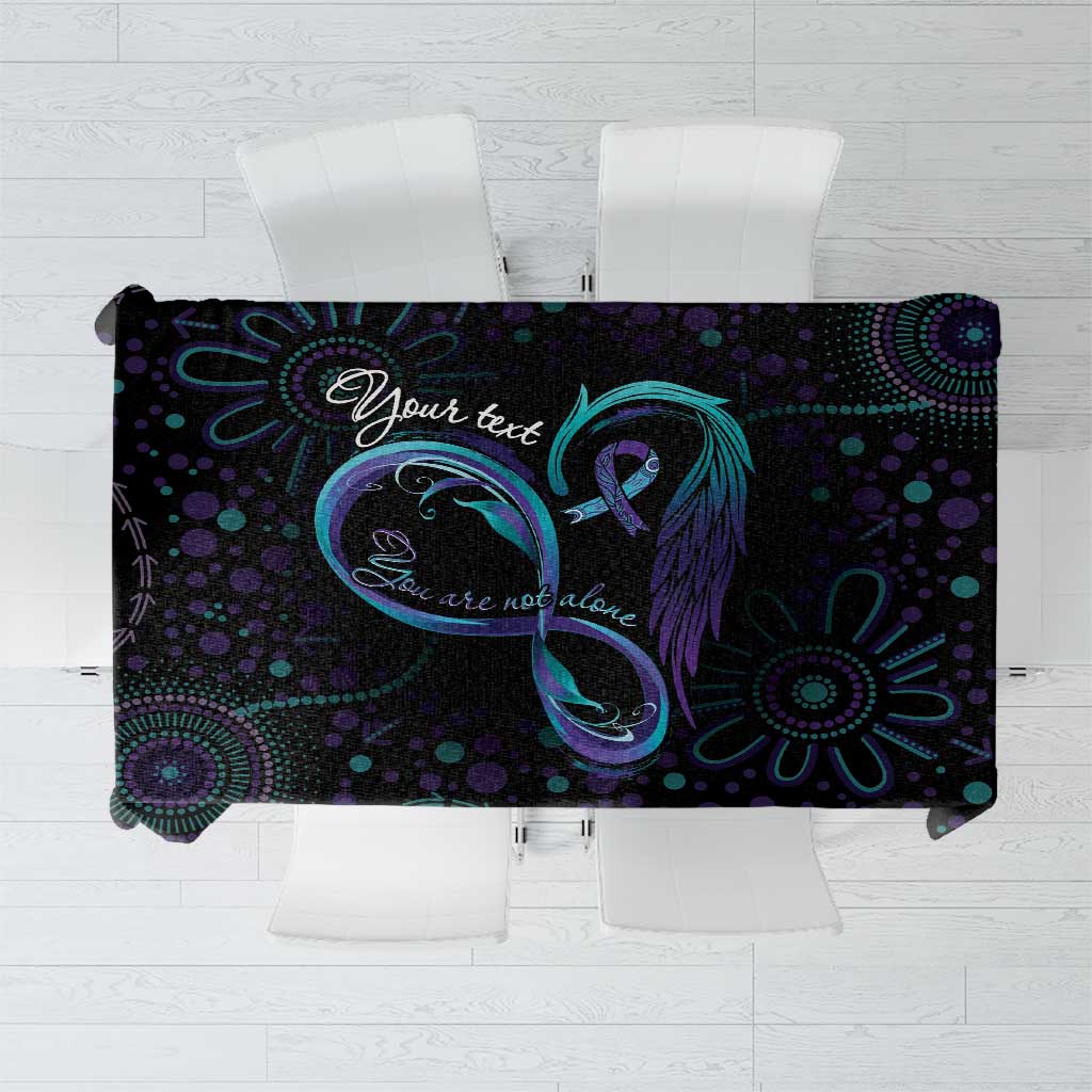 Personalized Australia Indigenous Infinity Heart Tablecloth Purple Teal Ribbon You Are Not Alone - Aussie Hoodie